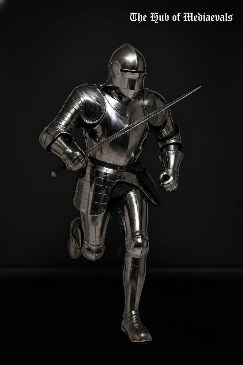 Medieval Full Body Armor Suit, 18 Gauge Steel Knight Cosplay Armor ...