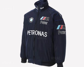 Giacca da corsa F1 vintage / Stile Motorsport anni '90 ricamato / Abbigliamento da strada unisex in blu