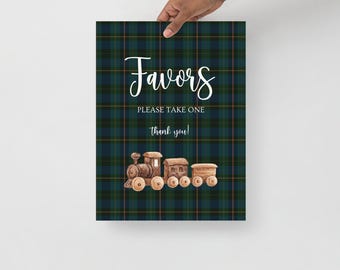 Letrero/Impreso para recuerdos de baby shower inspirado en el tartán clásico estilo preppy / Tema del oso a cuadros clásico estilo preppy