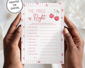 Cherry Themed Baby Shower Game | Printed or Digital Download | Hand Illustrated | She's the Cherry On Top