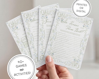 Vintage Tea Party Bridal Shower Game Bundle | Printed & Shipped or Digital | 5x7 | Watercolor Hand Illustrated | Tea with the Bride to be