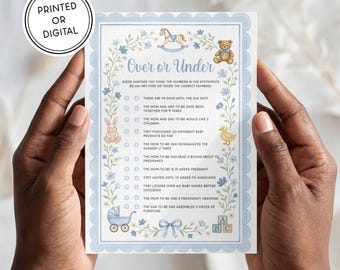 Baby Shower Game - Over or Under | Printed or Digital Download | Watercolor Design