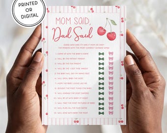 Cherry Themed Baby Shower Game | Printed or Digital Download | Hand Illustrated | She's the Cherry On Top