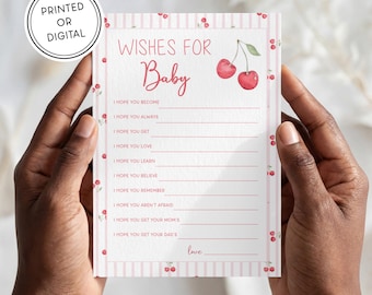 Cherry Themed Baby Shower Game | Printed or Digital Download | Hand Illustrated | She's the Cherry On Top