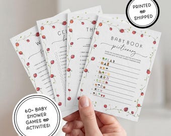 Set di giochi per baby shower a tema coccinella! / Download digitale / Biglietti 5x7 / Illustrazioni ad acquerello realizzate a mano / Genere neutro, Piccolo Coccinello