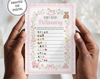 Baby Shower Game! | Printed or Digital Download | 5x7 Cards | Watercolor Hand Illustrated | Pink Girl