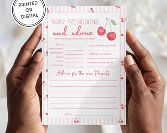 Cherry Themed Baby Shower Game | Printed or Digital Download | Hand Illustrated | She's the Cherry On Top