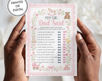 Baby Shower Game! | Printed or Digital Download | 5x7 Cards | Watercolor Hand Illustrated | Pink Girl