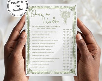 Juego para despedida de soltera con ramo verde / Impreso y enviado o descarga digital / Tarjetas de 5x7