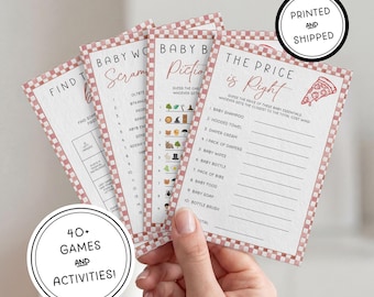 Pacchetto di giochi per baby shower a tema pizza! / Download digitale / Biglietti 5x7 / Illustrazioni ad acquerello realizzate a mano / Consegna speciale, Italia