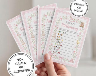 Baby Shower Game Bundle! | Printed or Digital Download | 5x7 Cards | Pink Girl