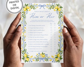Lemon Bridal Shower Game | Printed or Digital | Hand Illustrated | Italian, She Found Her Main Squeeze