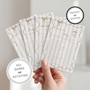 Bridal Shower Game Bundle | Printed & Shipped or Digital Download | 5x7 Games | Watercolor Hand Illustrated | Love is Brewing, Coffee Shop