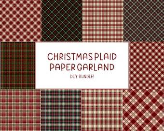 Plaid Christmas Paper Chain DIY Garland Kit – 6 ft Holiday Decoration Craft Set