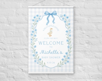 Silly Little Goose is onderweg Welkomstbord babyshower | Houten ingelijst bord | Thema gingang en vintage gans | Grappig welkomstbord