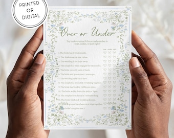 Vintage Tea Party Bridal Shower Game - Over or Under, Printed or Digital Download