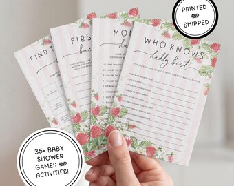 Berry Baby Shower Game Bundle! | Printed & Shipped | 5x7 Cards | Watercolor Hand Illustrated