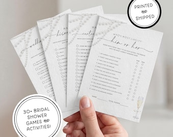 Pacchetto di giochi per addio al nubilato / Download digitale / Giochi 5x7 / Illustrazioni ad acquerello realizzate a mano / Perle e Prosecco