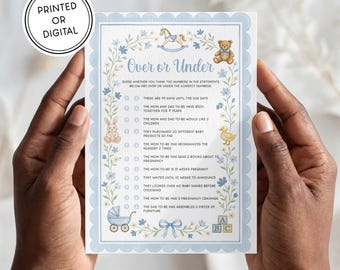 Baby Shower Game! | Printed or Digital Download | 5x7 Cards | Watercolor Hand Illustrated | Blue Boy