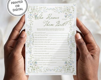 Vintage Tea Party Bridal Shower Game | Printed & Shipped or Digital | 5x7 | Watercolor Hand Illustrated | Tea with the Bride to be