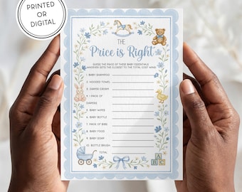 Baby Shower Game! | Printed or Digital Download | 5x7 Cards | Watercolor Hand Illustrated | Blue Boy