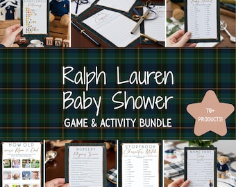 Preppy Classic Tartan Themed Baby Shower Game & Activity Bundle | 70 Items | Baby Shower Set | Digital | Plaid Bear Baby Shower Games