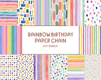 Rainbow Birthday Paper Chain DIY Garland Kit – 8 ft Party Decoration Craft Set