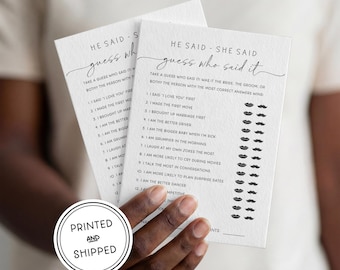 Bridal Shower Game - Guess Who Said It! | Printed & Shipped | 5x7 Cards