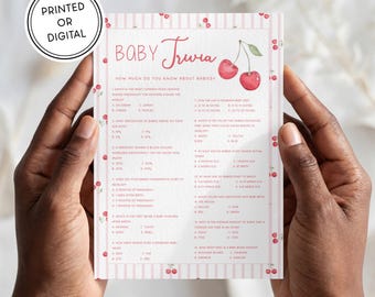 Cherry Themed Baby Shower Game | Printed or Digital Download | Hand Illustrated | She's the Cherry On Top