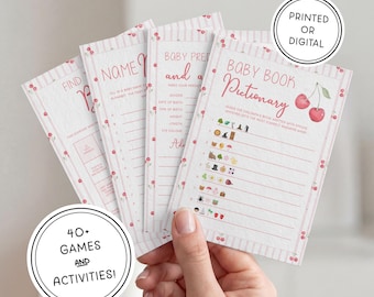 Cherry Themed Baby Shower Game Bundle | Printed or Digital Download | Hand Illustrated | She's the Cherry On Top