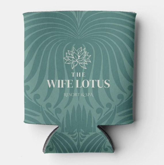 Bachelorette Koozie with The Wife Lotus Design - Custom Drink Cozie for Bride Tribe