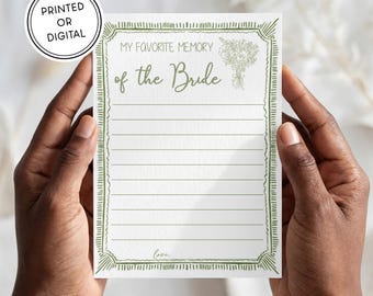 Juego para despedida de soltera con ramo verde / Impreso y enviado o descarga digital / Tarjetas de 5x7