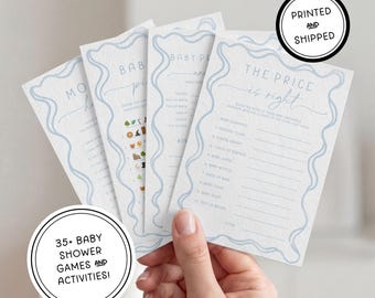 Blue Watercolor Baby Shower Game Bundle! | 35+ Options | Digital Download  | 5x7 Cards | Hand Illustrated Watercolor