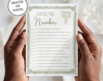 Juego para despedida de soltera con ramo verde / Impreso y enviado o descarga digital / Tarjetas de 5x7