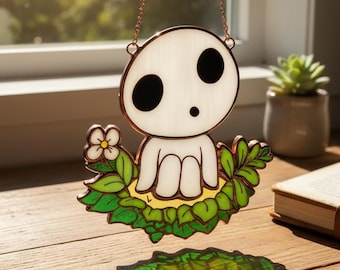Ko.da.ma Forest Spirit Suncatcher, Pr.in.ce.ss Mo.no.no.ke Inspired Resin Window Hanging, G.hi.b.li Anime Fan Art Decor Gift