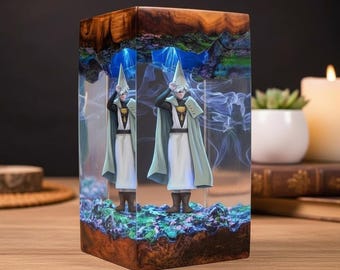 Qi.frey Figure Resin Lamp, Handmade Witch Hat Ate.lier Epoxy Figure Night light, Anime Desk Decor,  Birthday Gamer Gift