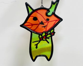 Charming Fox Resin Suncatcher, Rustic Woodland Window Decor, Nature Inspired Hanging Art, Kids Room Gift, Birthday Gift