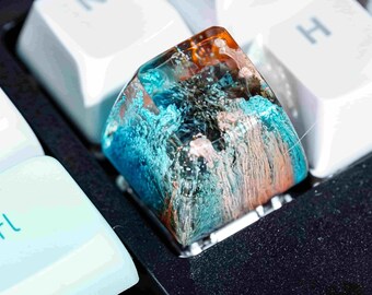 Handmade Artisan Resin Keycap For Mechanical Keyboard, Custom Unique Ocean Landscape Fantasy Keycap, Birthday Gift For Gamer Desk Setup