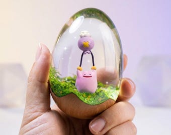 Enchanted Drifl0on And Ditt0 Resin Egg, P0k0pia Inspired Gamer Gift,  Moss Terrarium, Woodland Whimsy Desk Decor Gift