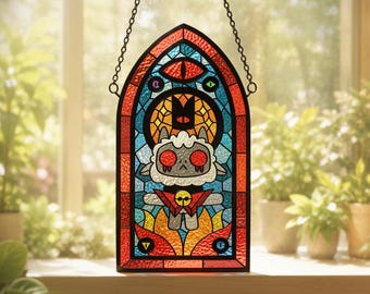 Cult Of The Lamb Acrylic Suncatcher, The Lamb Stained Glass Effect Window Decor, Gamer Gift, Unique Game Room Art