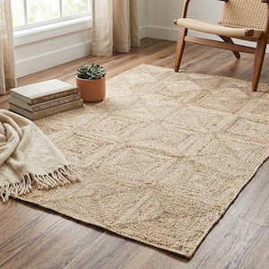 Natural Jute Rug Handbraided Rug, Area Jute Rug, Handwoven Jute Area Rug, Diamond Pattern Handmade Jute Rug, Custom Size Rug, Decorative Rug