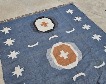 Alfombra Kilim de yute de lana vintage, tejida a mano, alfombra de lana y yute hecha a mano, alfombra Kilim Dhurrie, área tradicional de yute indio ruG