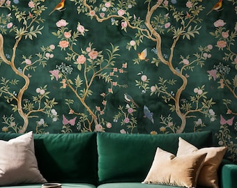 Grüner Hintergrund Blumen und Vögel Konzept 3D-Illustration Bewirkt Live Wallpaper