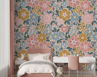 Mehrfarbige Blumen Muster bewirkt 3D Floral Textur Wallpaper für bunte Haus Kunst