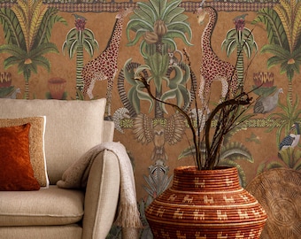 Boho Töne afrikanische wilde Tiere Konzept Wandbild für Art-Deco-Haus