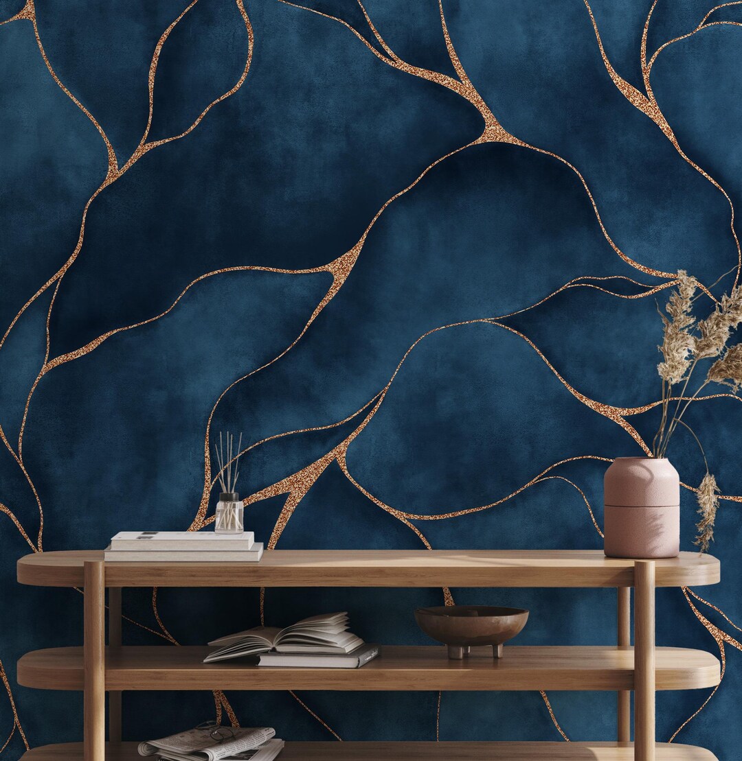 Blue Marble Design Wallpaper Design for Living Room Decor - 3D Art Wall ...