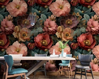 3D Helle Farben Textur bewirkt Große Blumen Muster-Tapete