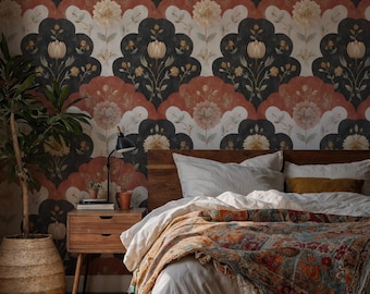 Papel pintado con diseño floral especial de patrón indio - Mural de pared con patrón étnico de algodón