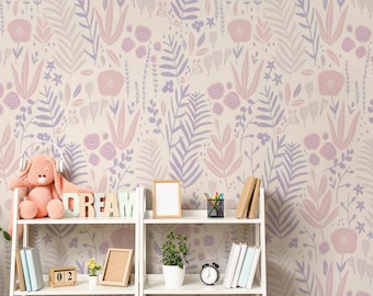 Soft Tones Floral Pattern Elegance Texture Girls Room Wallpaper Design