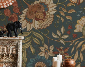 Retro Ethnisches Design Traditionelles Konzept Dunkelblau Spezielle Tapete